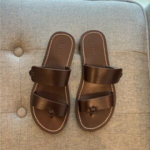 Soeur dark brown flat sandals